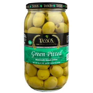Tassos Green PittedOlives 13oz