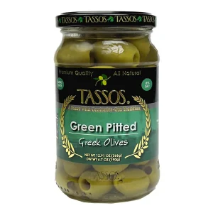 Tassos Green PittedOlives 13oz